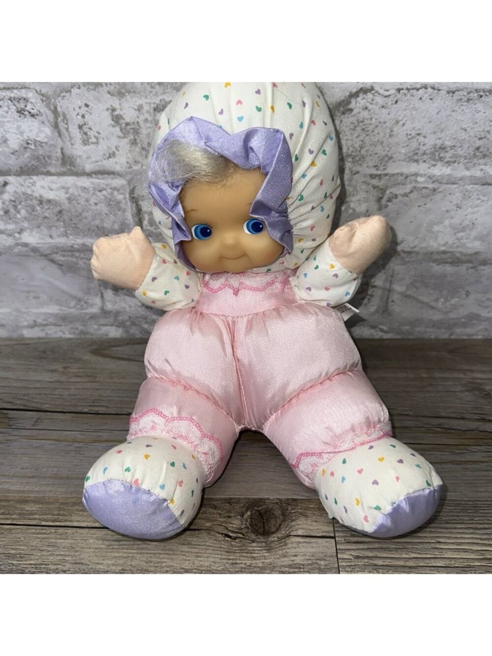 Vintage Tony Inc Blond Baby Doll Rubber Face Nylon Parachute Body Pastel # 3477